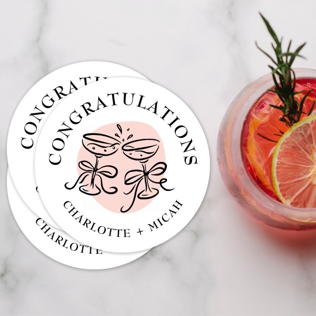 Celebration Cheers Doodle Round Paper Coaster (Creator Uploaded)