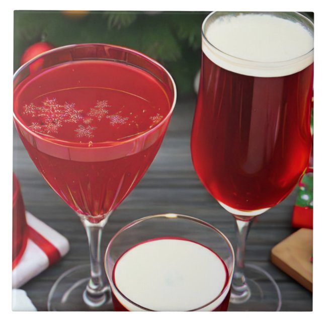 Celebration Cherry Red Drinks Ceramic Tile (Front)