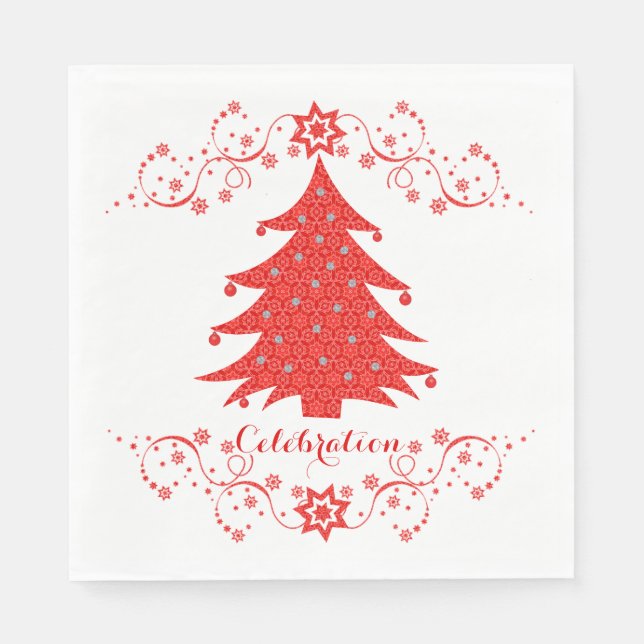 Celebration Christmas Tree Party Paper Napkins (Front)
