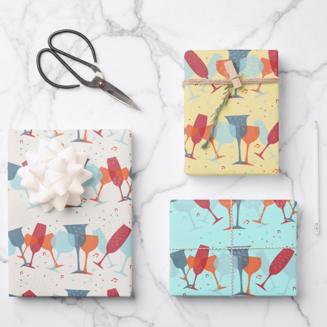 Celebration Cocktails Design  Wrapping Paper Sheets (Front)