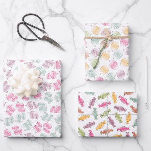 Celebration Cupcakes, Balloons and Toffees Cute Wrapping Paper Sheets