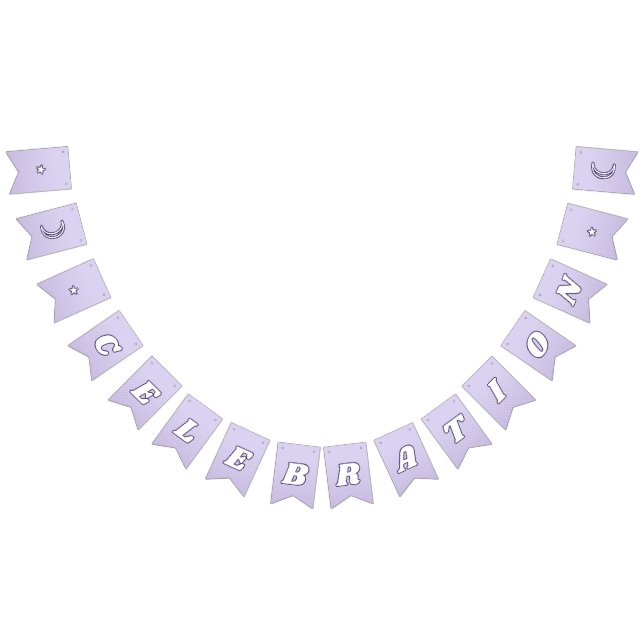 Celebration Cute Lavender Purple Funky Lettering Bunting Flags (All)