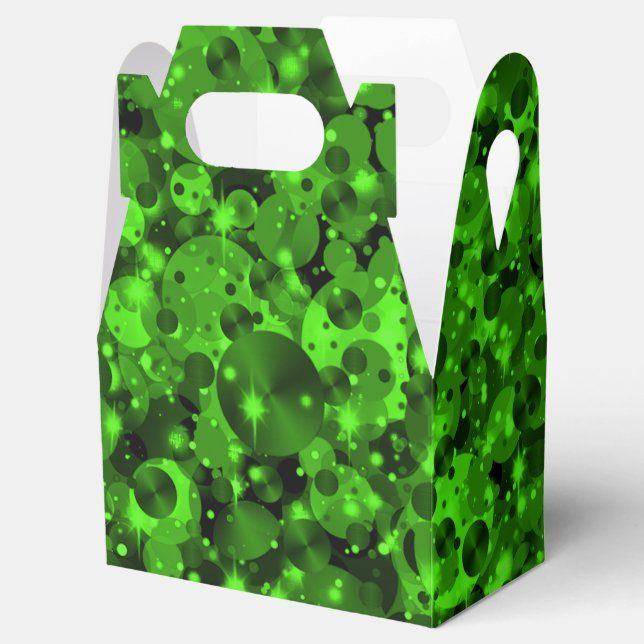 Celebration Dots-5-Green PARTY FAVOR BOX,gable Boxes (Opened)