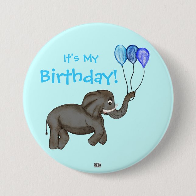 Celebration Elephant (Blue) Button (Front)