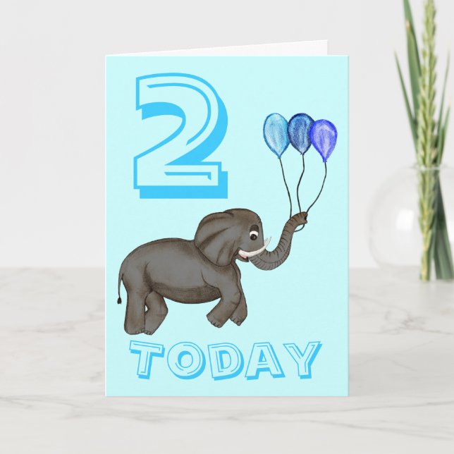 Celebration Elephant (Blue) Card (Front)
