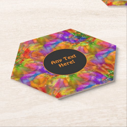 Celebration Fireworks in Bright Paint _ add text Paper Coaster