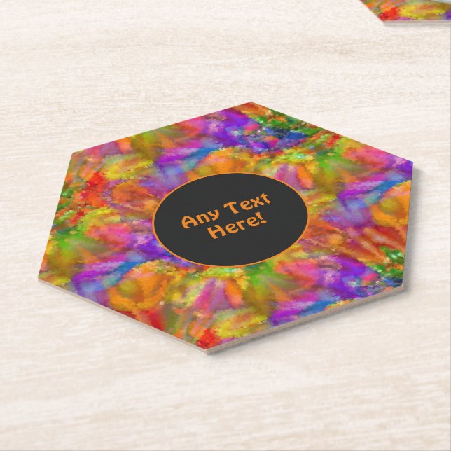 Celebration Fireworks in Bright Paint - add text Paper Coaster (Angled)