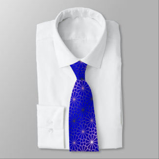 Celebration flower shapes pattern on blue neck tie