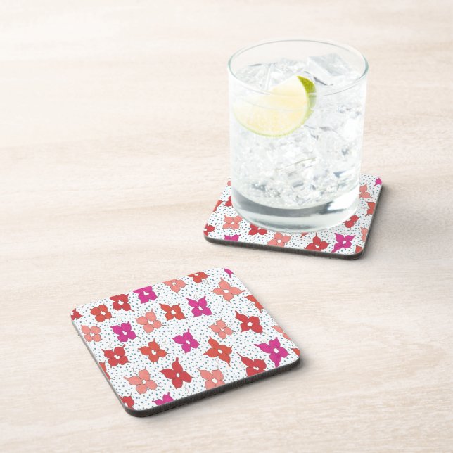 Celebration Flowers and Polka Dots Drink Coaster (Right Side)