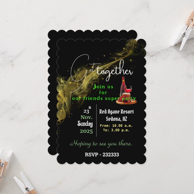 Celebration friends gather  invitation (Front/Back In Situ)