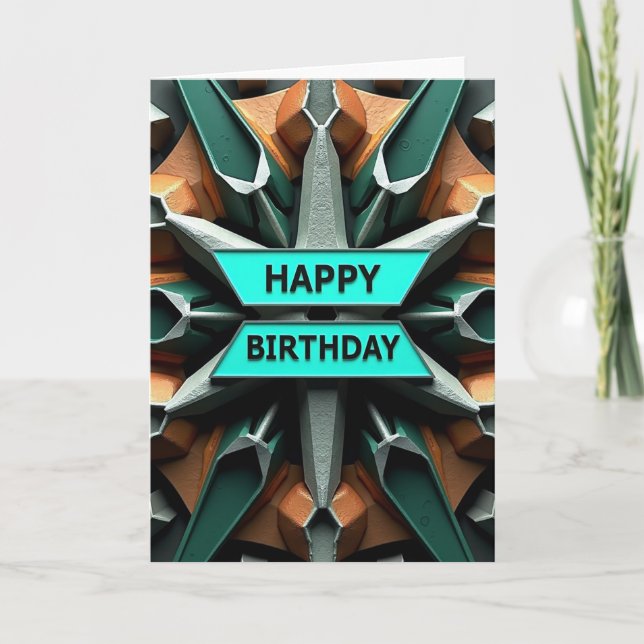 Celebration Geometric Aqua Card (Front)
