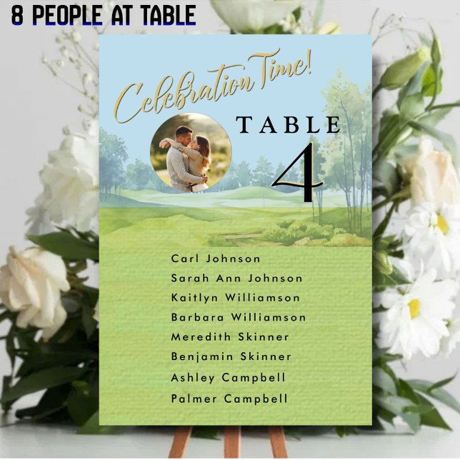 Celebration Golf Wedding Seating 8 Guest Names Table Number (Creator Uploaded)
