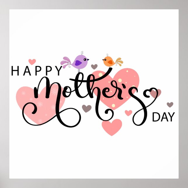 Celebration "Happy Mother's Day" with hearts Poster (Front)