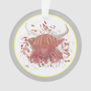 Celebration Highland Cow Happy Scottish Gray Ornam Ornament