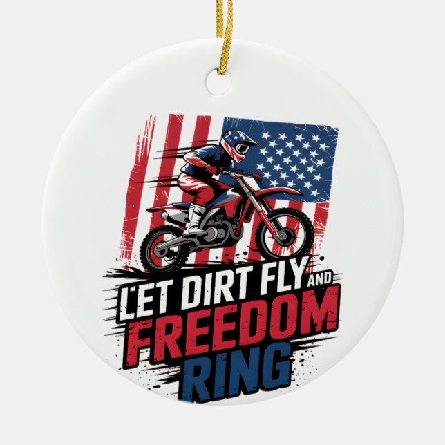 Celebration - Let Freedom Ring Quote Ceramic Ornament (Front)