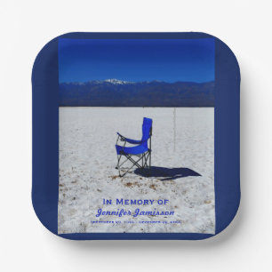 Celebration Life Blue Chair in White Sand  Paper Plates