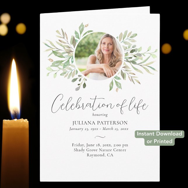 Celebration Life Botanical Digital Funeral Program (Creator Uploaded)