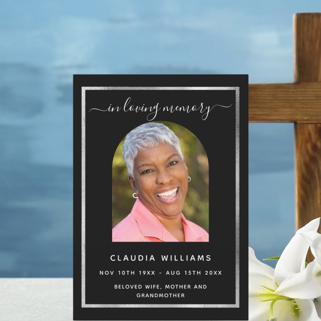 Celebration life funeral black arch photo program (Creator Uploaded)