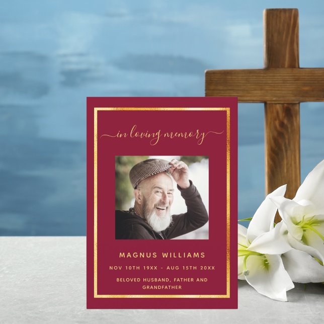 Celebration life funeral burgundy photo program (Creator Uploaded)