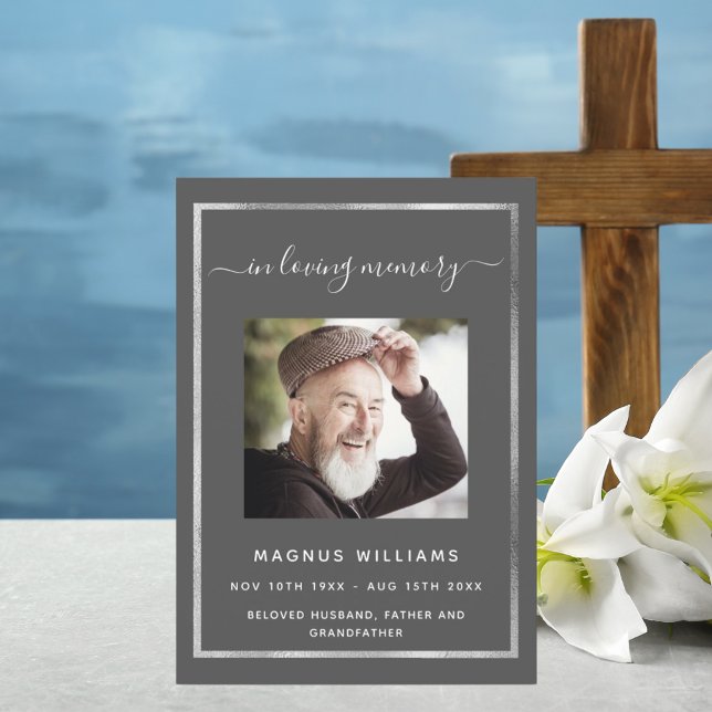 Celebration life funeral gray photo program (Creator Uploaded)