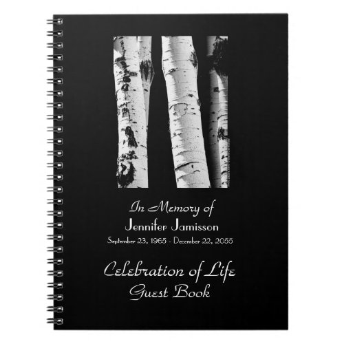 Celebration Life Guest Book Aspens Black and White