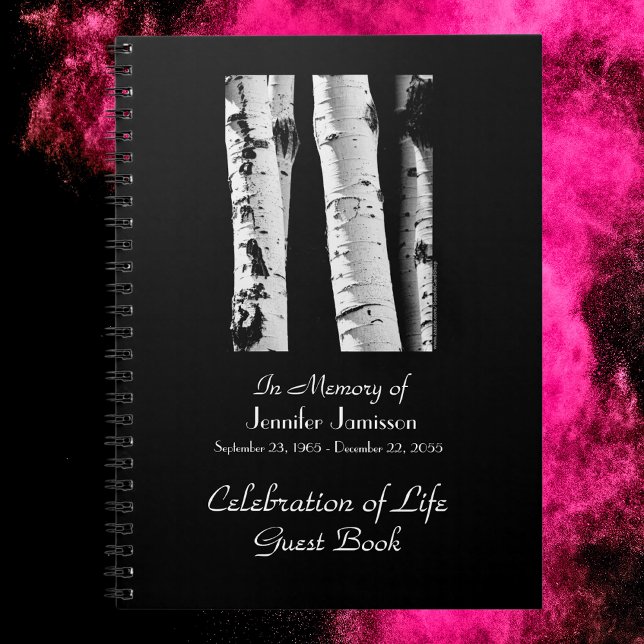 Celebration Life Guest Book Aspens Black and White (Creator Uploaded)