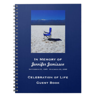 Celebration Life Guest Book Blue Chair White Sand