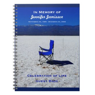 Celebration Life Guest Book Blue Chair White Sand 