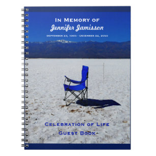 Celebration Life Guest Book Blue Chair White Sand