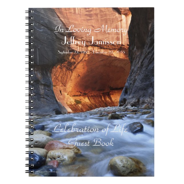 Celebration Life Guest Book Zion Narrows notebook (Front)