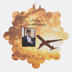 Celebration Life Memorial Keepsake Airplane Pilot Ornament Card