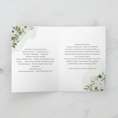 Celebration Life Order of Service Funeral memoral Card