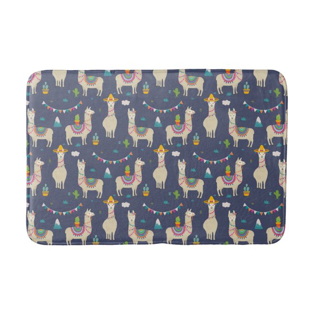 Celebration Llama Pattern Bath Mat (Front)