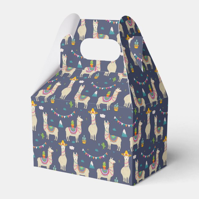 Celebration Llama Pattern Favor Boxes (Front Side)