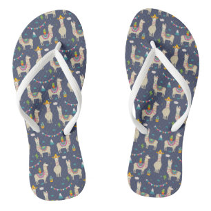 Celebration Llama Pattern Flip Flops