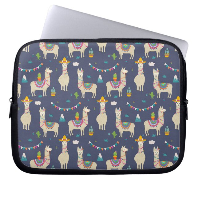 Celebration Llama Pattern Laptop Sleeve (Front)
