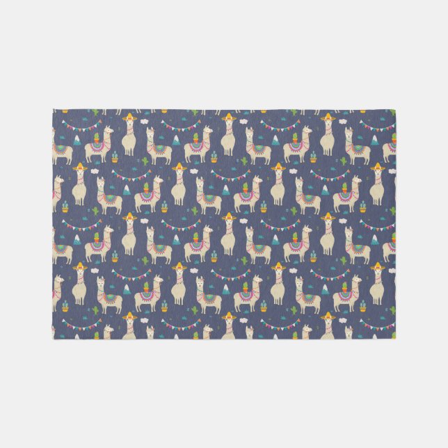 Celebration Llama Pattern Rug (Front)