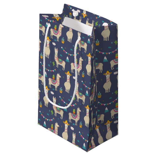Celebration Llama Pattern Small Gift Bag (Front Angled)