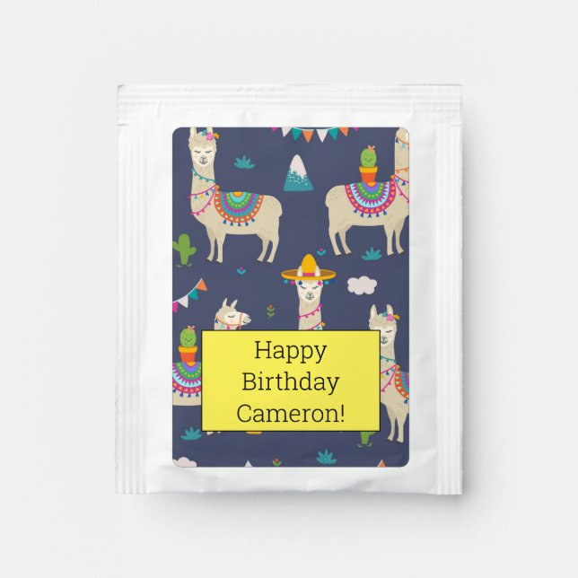Celebration Llama Pattern Tea Bag Drink Mix (Front)