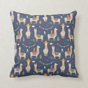 Celebration Llama Pattern Throw Pillow