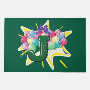 Celebration Monogram Letter J with Balloons Doormat