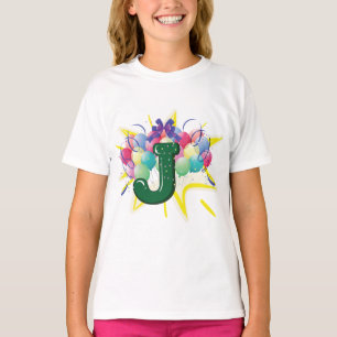 Celebration Monogram Letter J with Balloons T-Shirt
