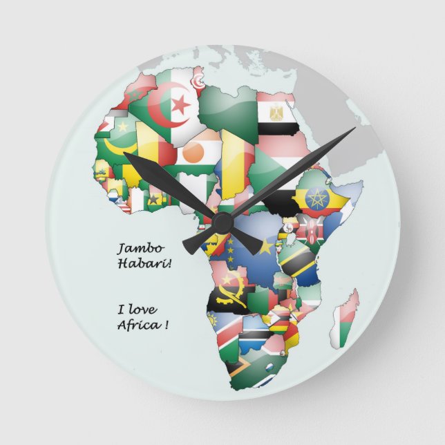 Celebration of Africa in Flags Design Round Clock (Front)