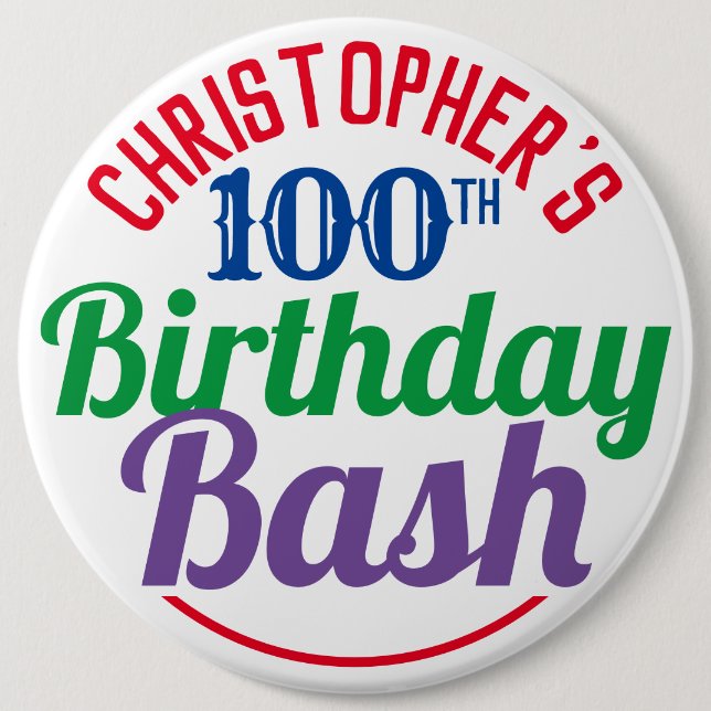 Celebration of Age 100th Birthday Button (Front)