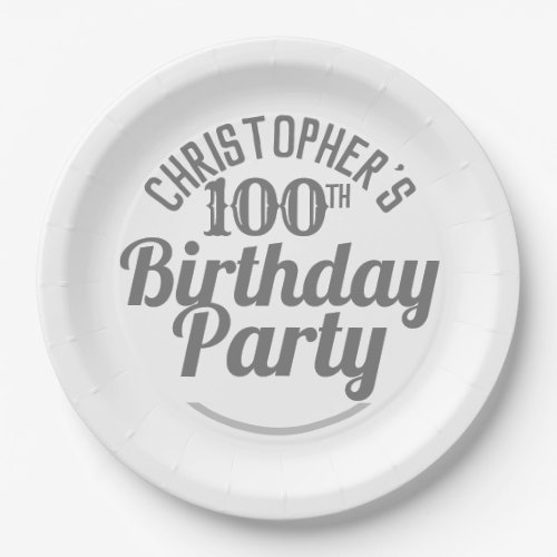 Celebration of Age 100th Birthday Paper Plates