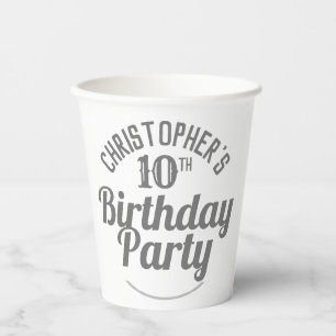 Celebration of Age 10th Birthday Paper Cups