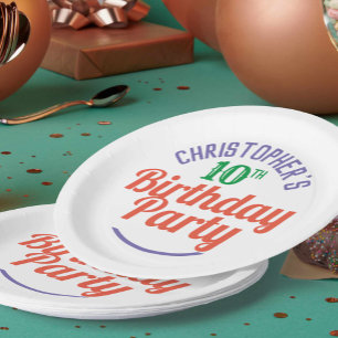 Celebration of Age 10th Birthday Paper Plates