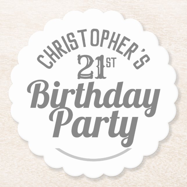 Celebration of Age 21st Birthday Drinks Mat Paper Coaster (Front)