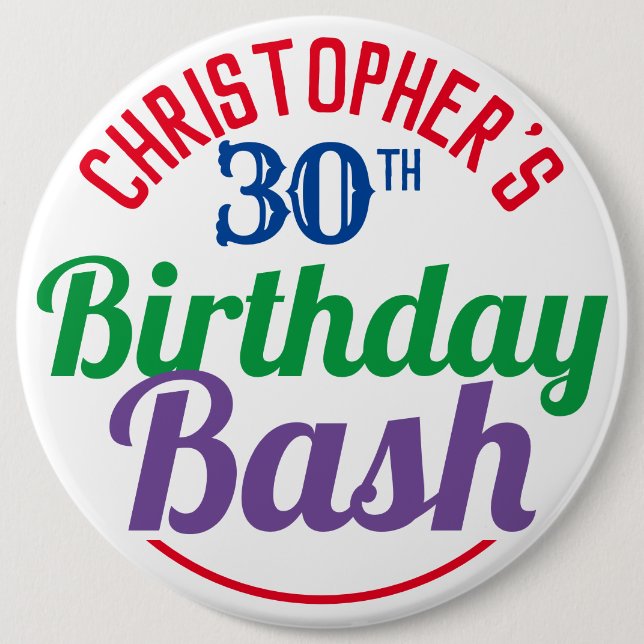 Celebration of Age 30th Birthday Button (Front)