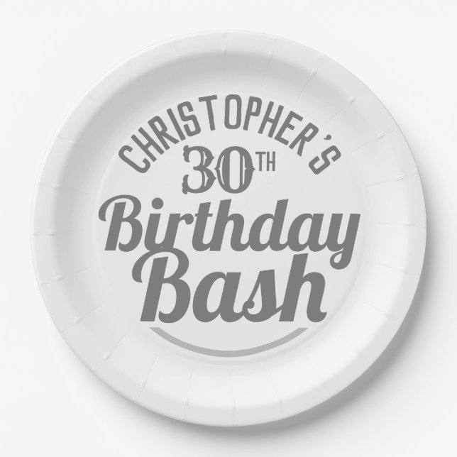 Celebration of Age 30th Birthday Paper Plates (Front)